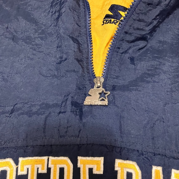 Vintage Notre Dame Starter Puffer Xl Hooded Blue Fightin Irish CFP National - Picture 4 of 7